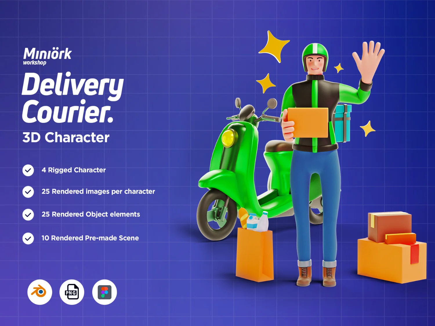 [VIP] 3D Character pack Delivery Courier Illustration