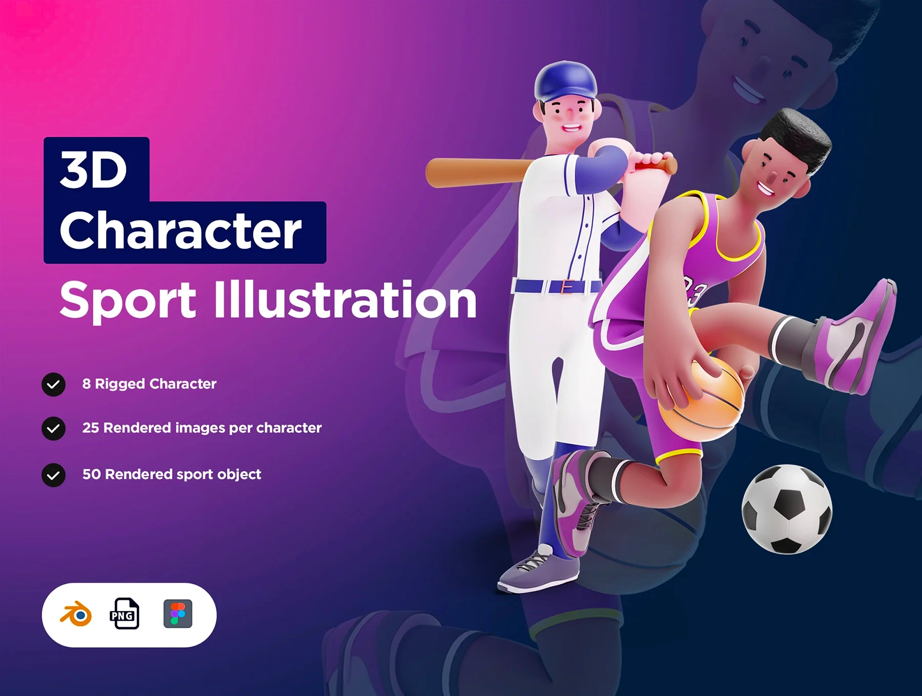[VIP] 3D Character Pack Sport Illustration & 3D Elements object