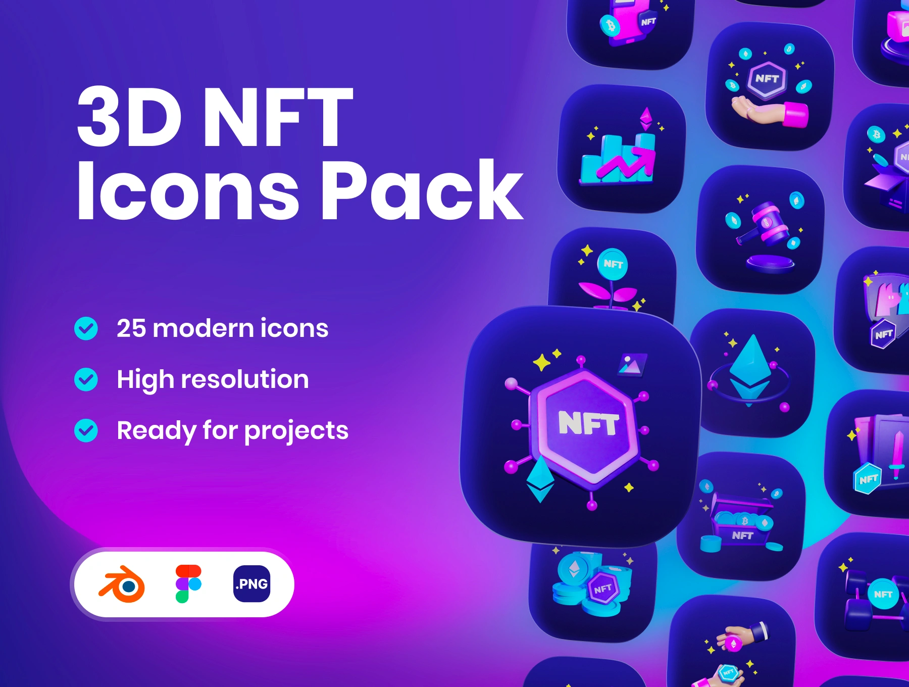 [VIP] 3D NFT Icons Illustration Pack