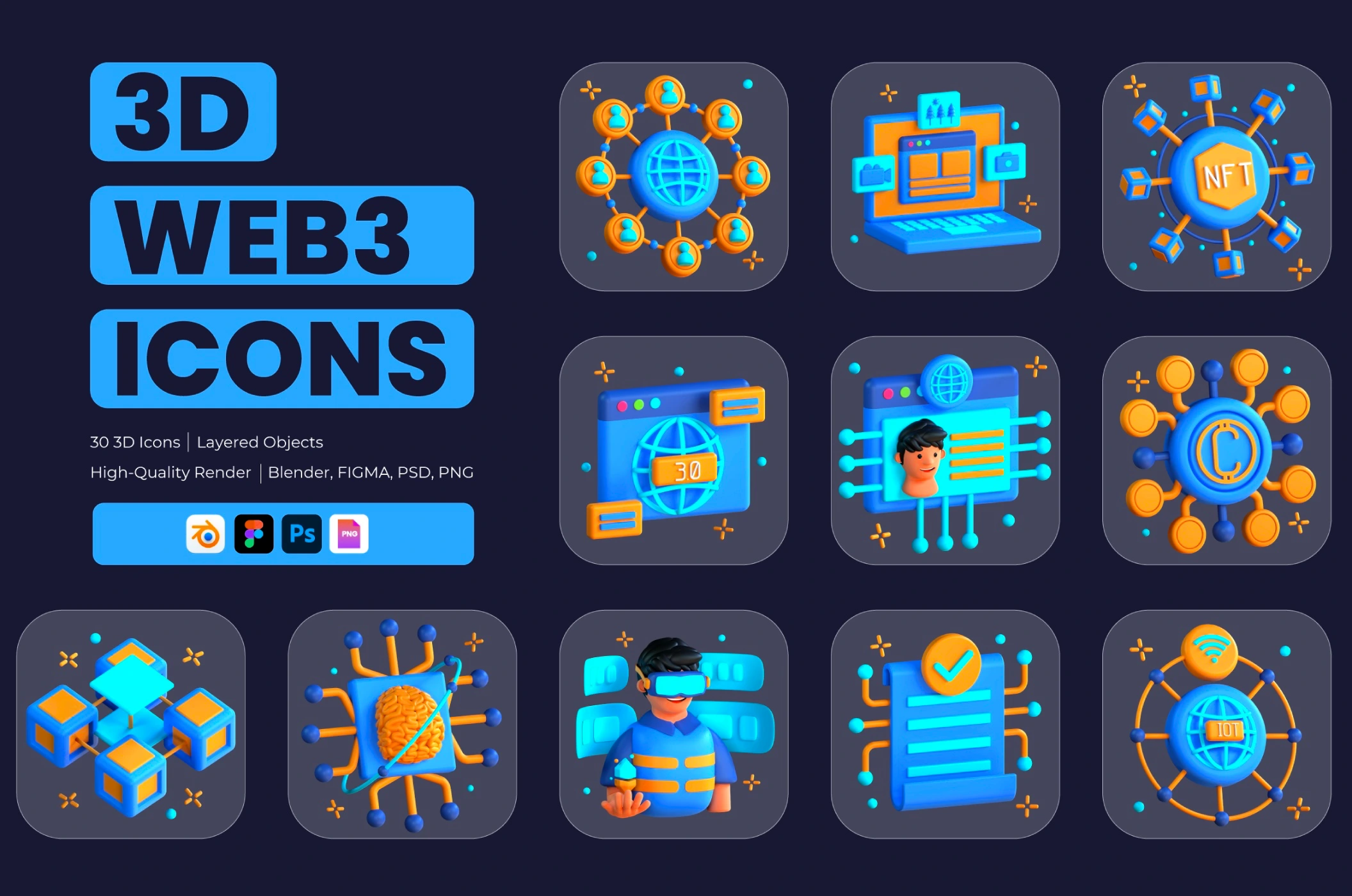 [VIP] 3D Web 3.0 Icons Illustration