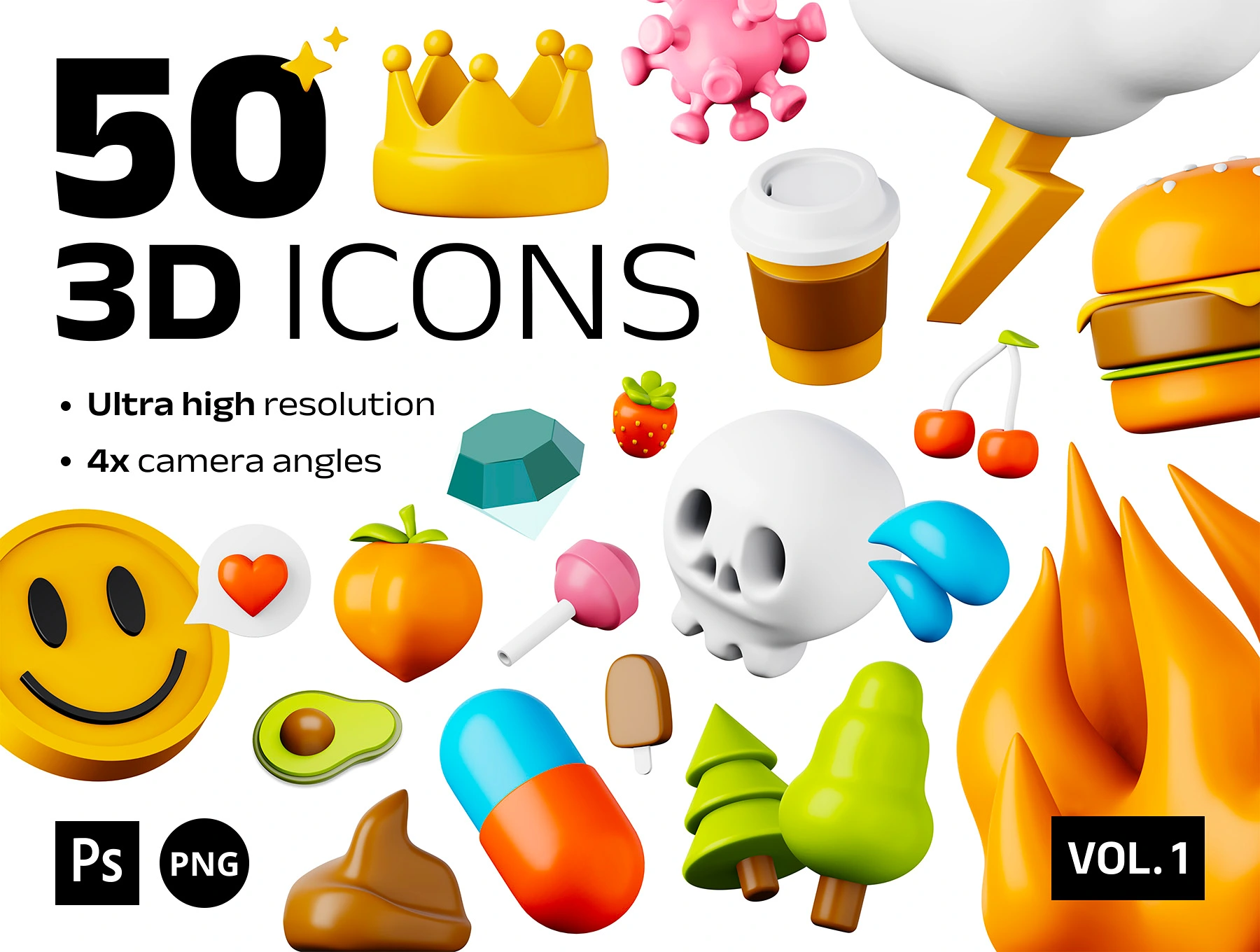 [VIP] 50 unique 3D icons Vol. 1