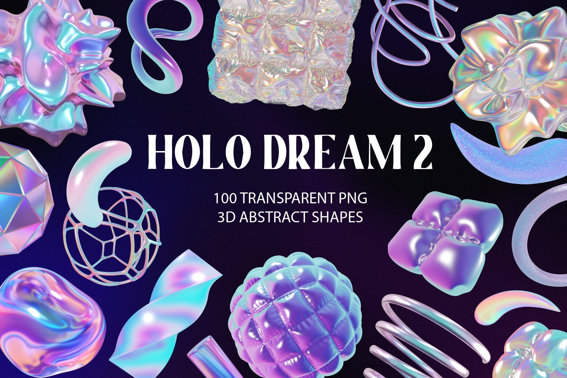 [VIP] Holo Iridescence 3D Shapes Graphics