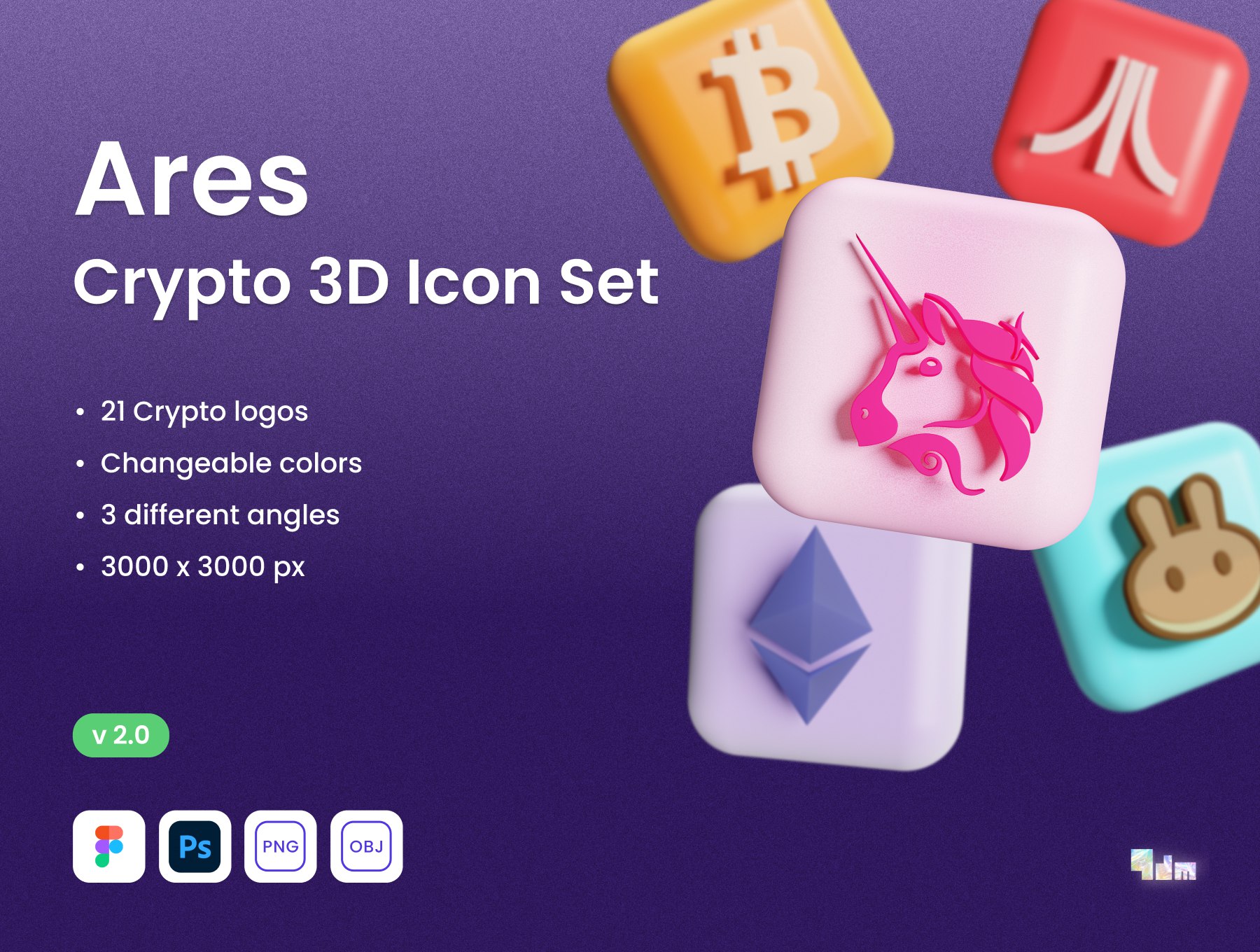 [VIP] Ares: Crypto 3D Icon Set Vol. 2