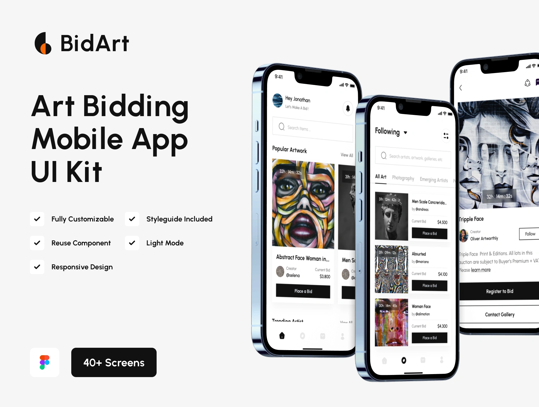 [VIP] BidArt: Art Bidding Mobile App UI Kit