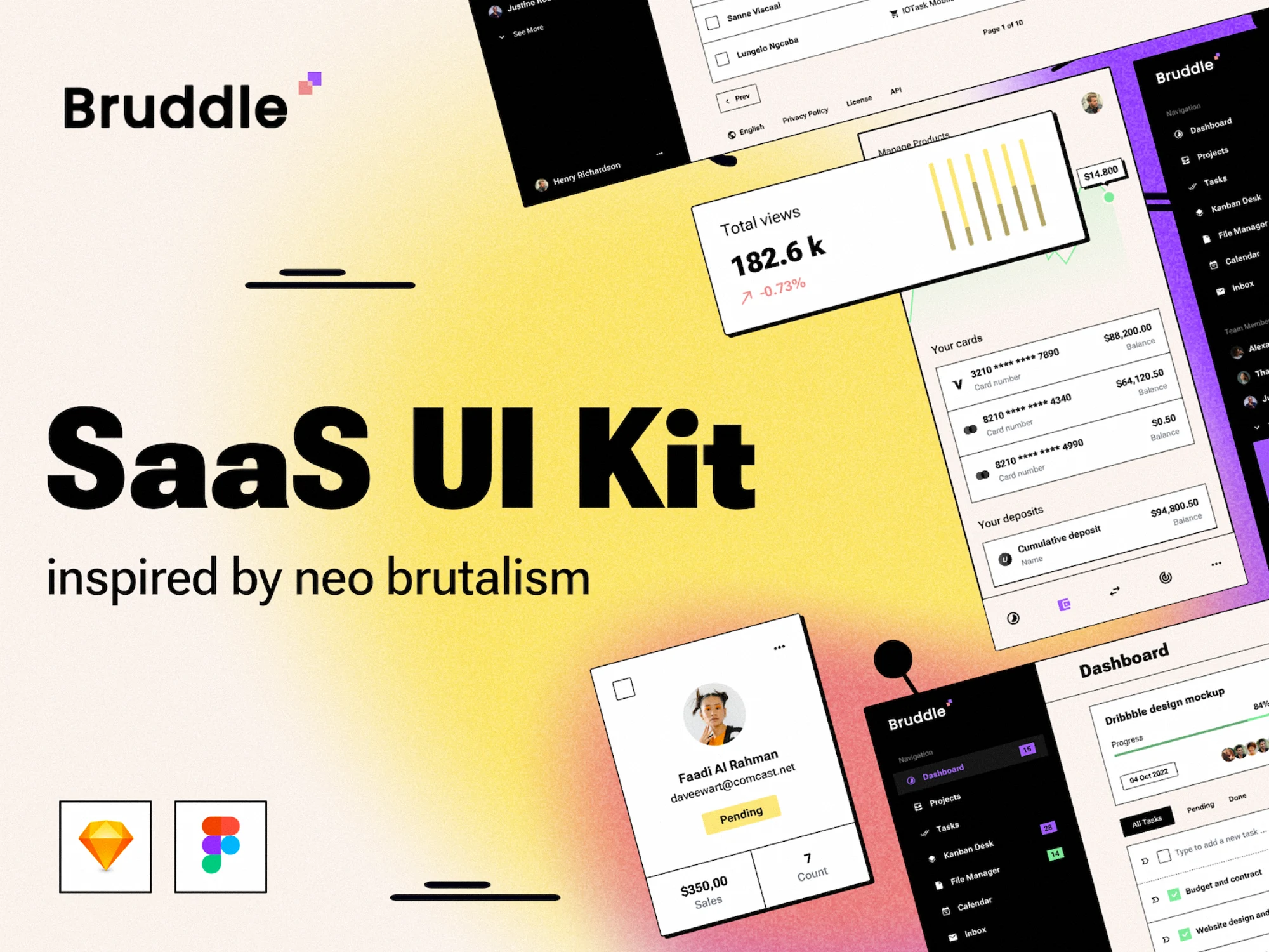 [VIP] Bruddle: Neo brutalism UI kit for SaaS Dashboards