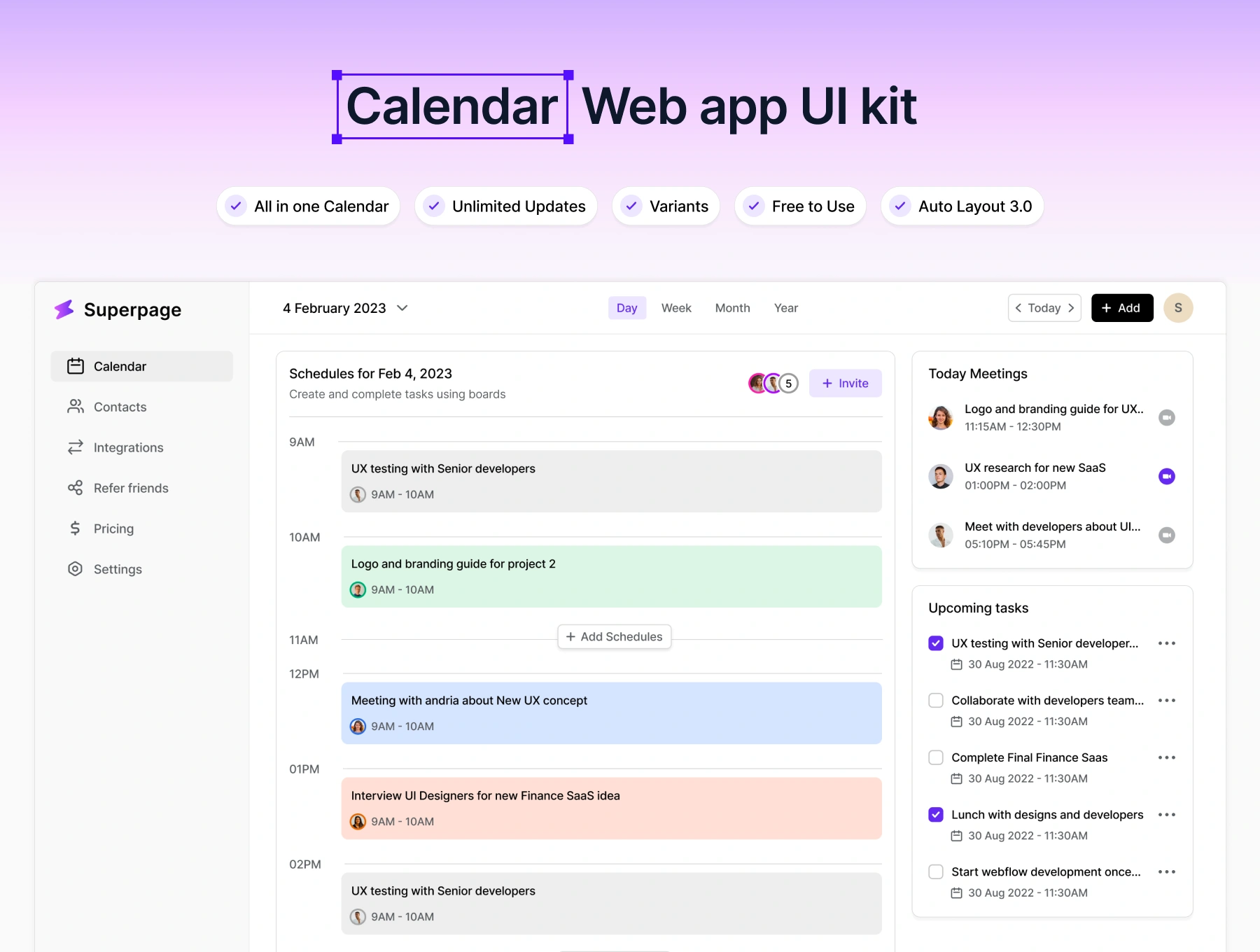 [VIP] Calendar Web app UI kit