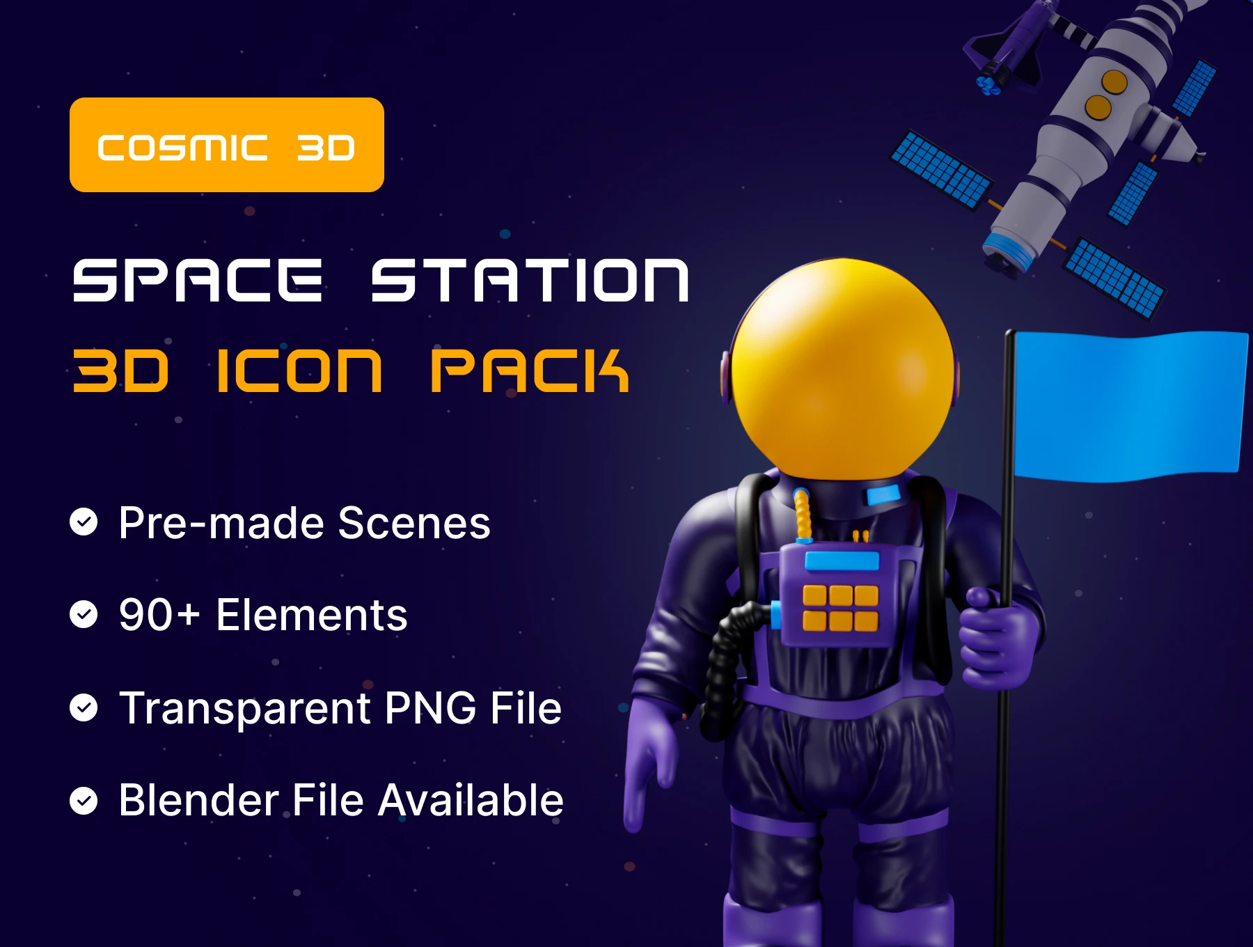 [VIP] Cosmic 3D | Space Station 3D Icon Pack
