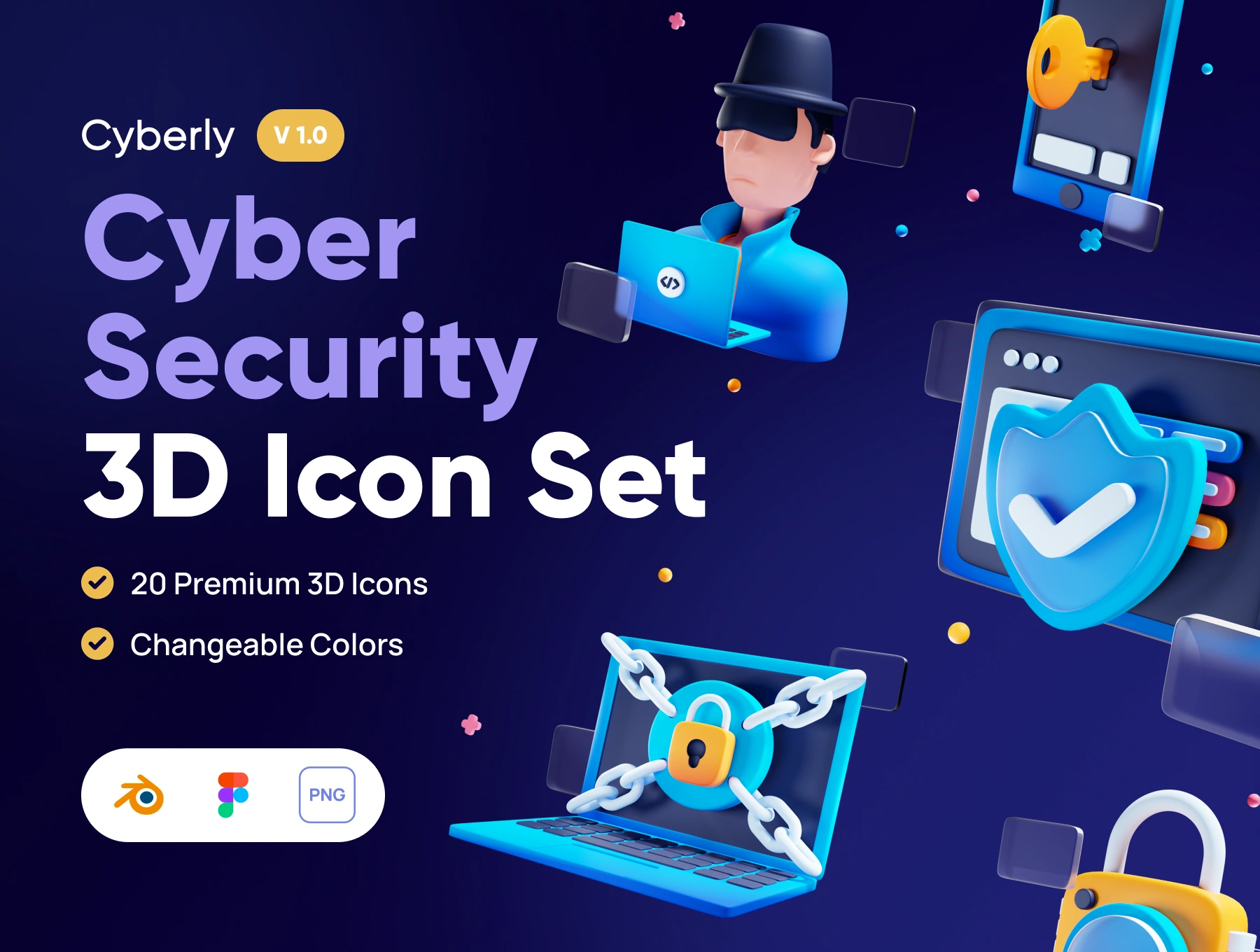 [VIP] Cyberly: Cyber Security 3D Icon Set