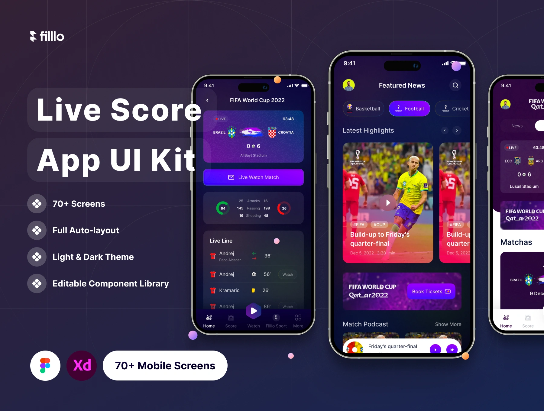 [VIP] Filllo Live Score App UI Kit