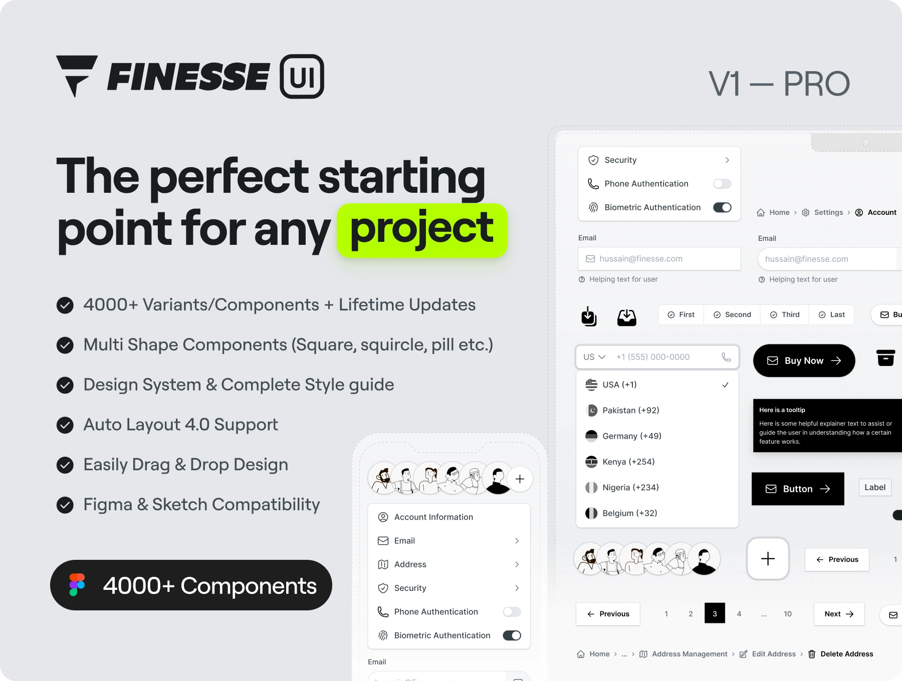 [VIP] ❖ Finesse UI: Figma UI Kit and Design System v1.0