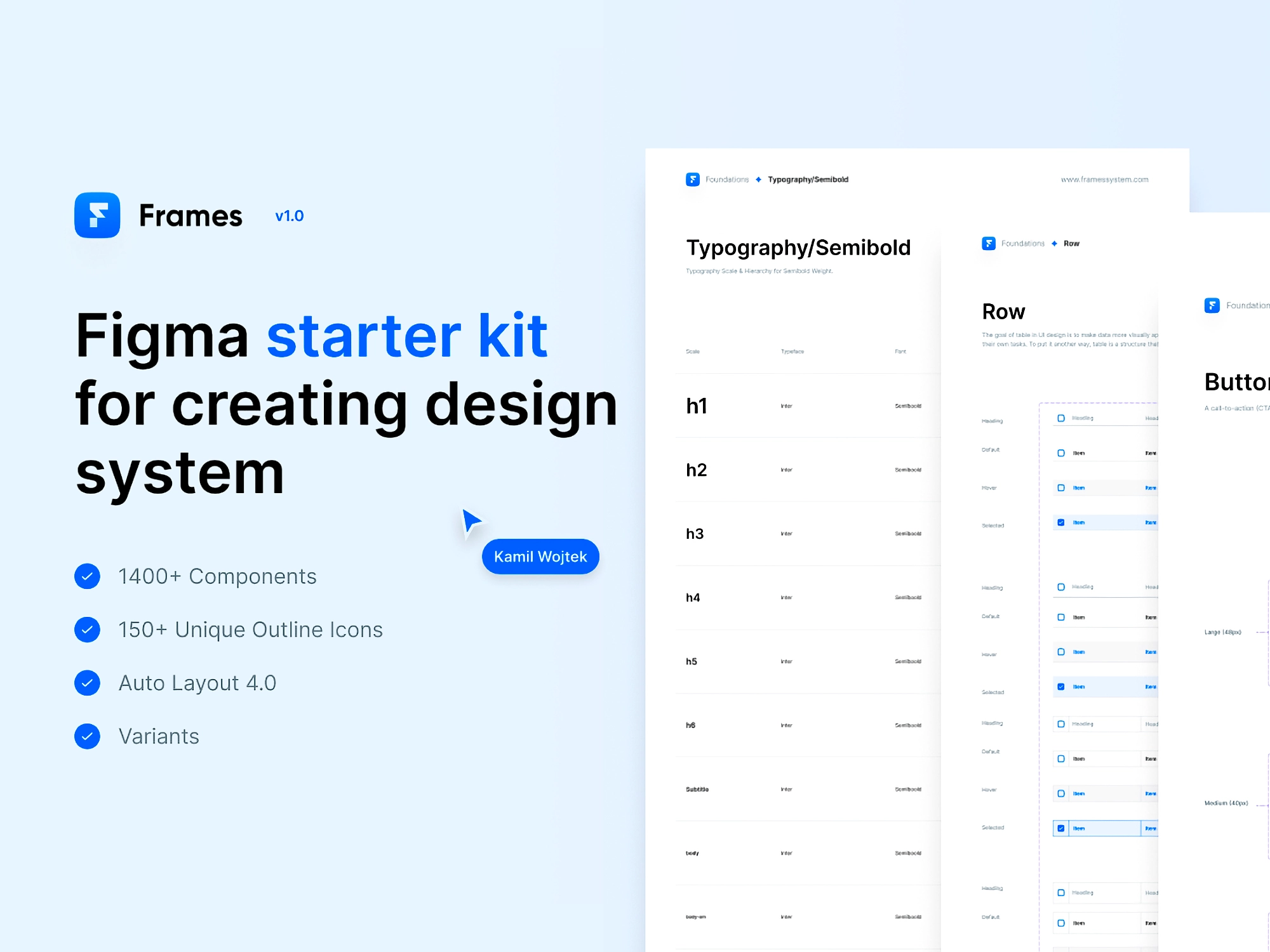 [$] Frames System: Figma Starter kit for creating design system