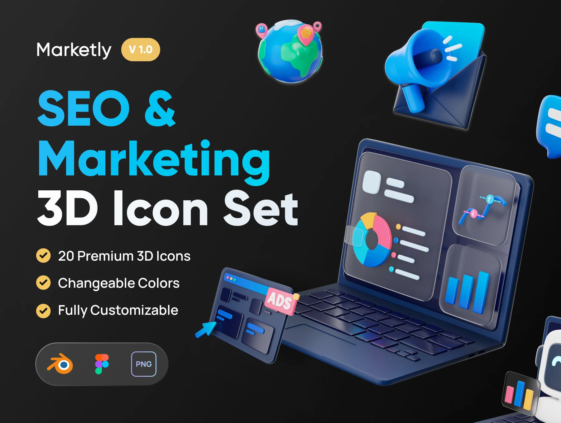 [VIP] Marketly: SEO & Marketing 3D Icon Set