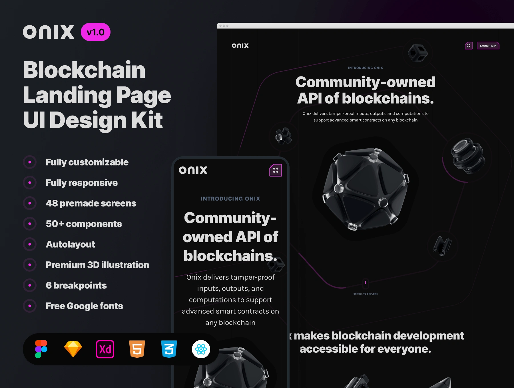 [VIP] Onix Blockchain Landing Page UI Design Kit