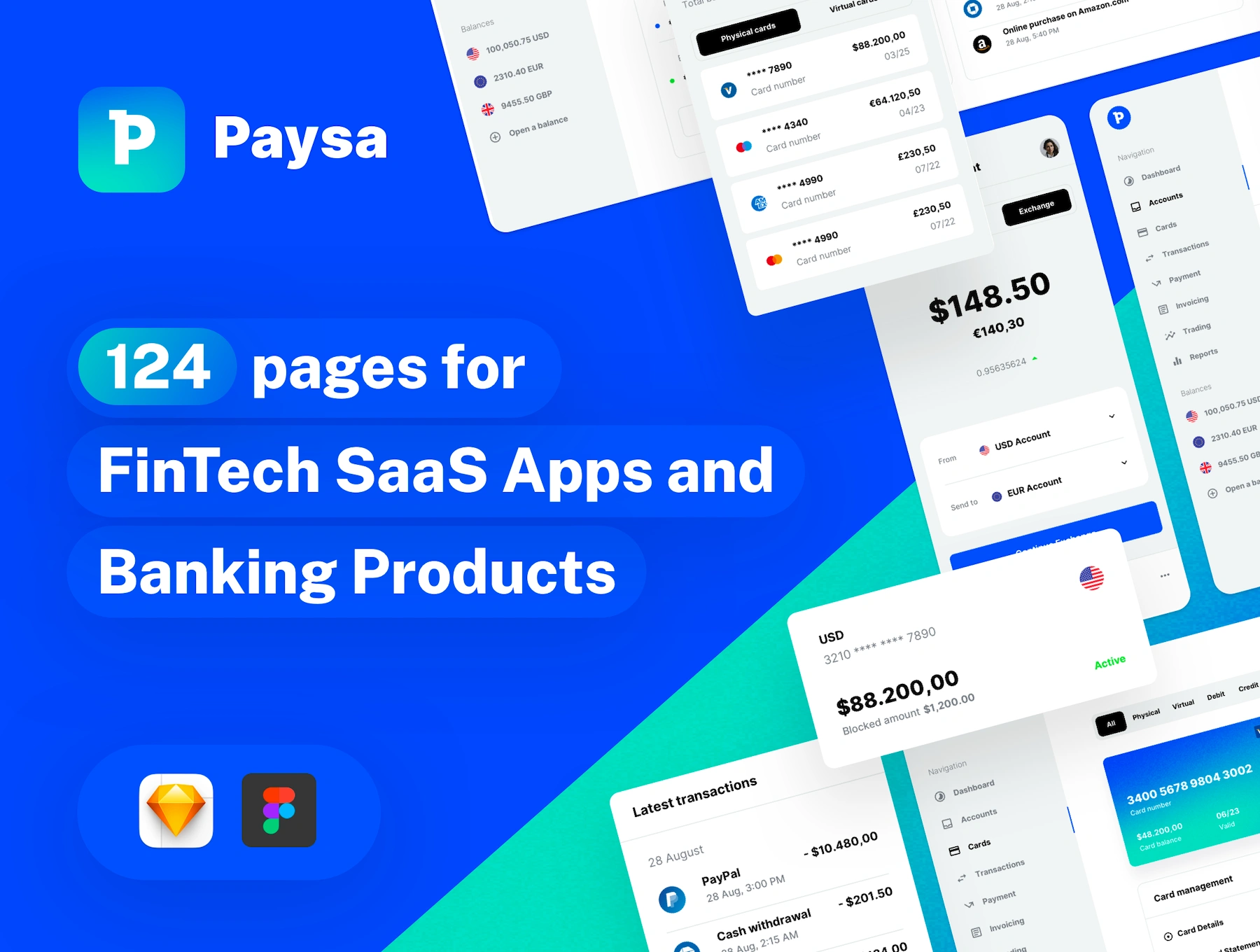 [VIP] Paysa: UI kit for FinTech Startups, Banking, and Finance Apps