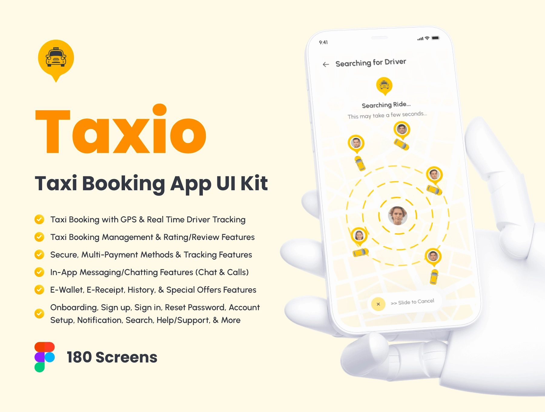 [VIP] Taxio: Taxi Booking App UI Kit