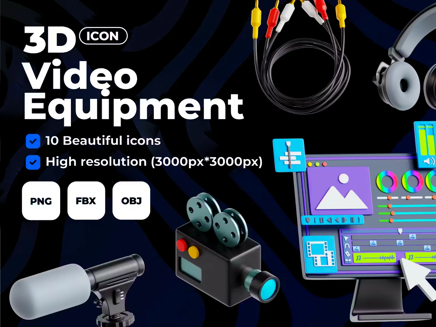 Video Equipment: 3D Icon Set