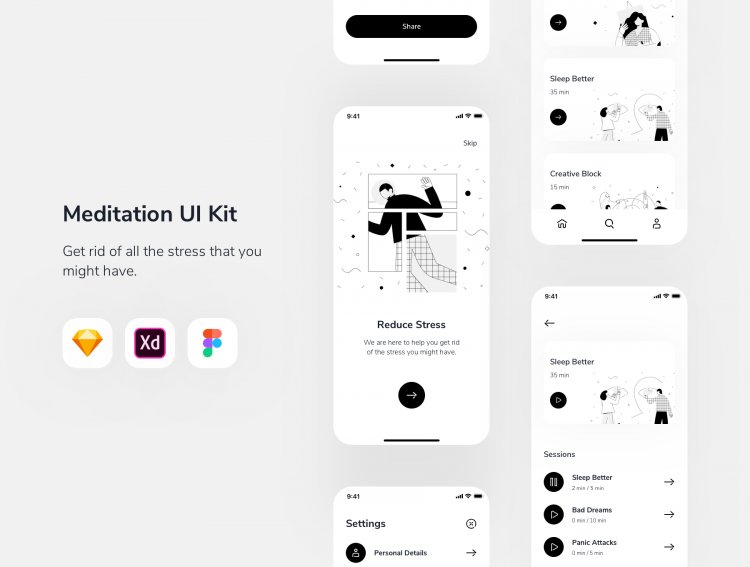 Relax.io 1.0 - Meditation App UI Kit