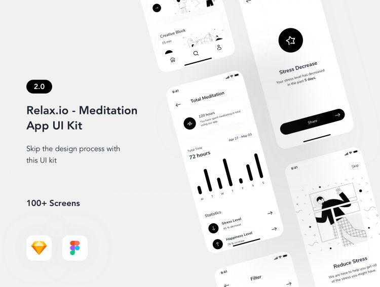 Relax.io 2.0 - Meditation App UI Kit